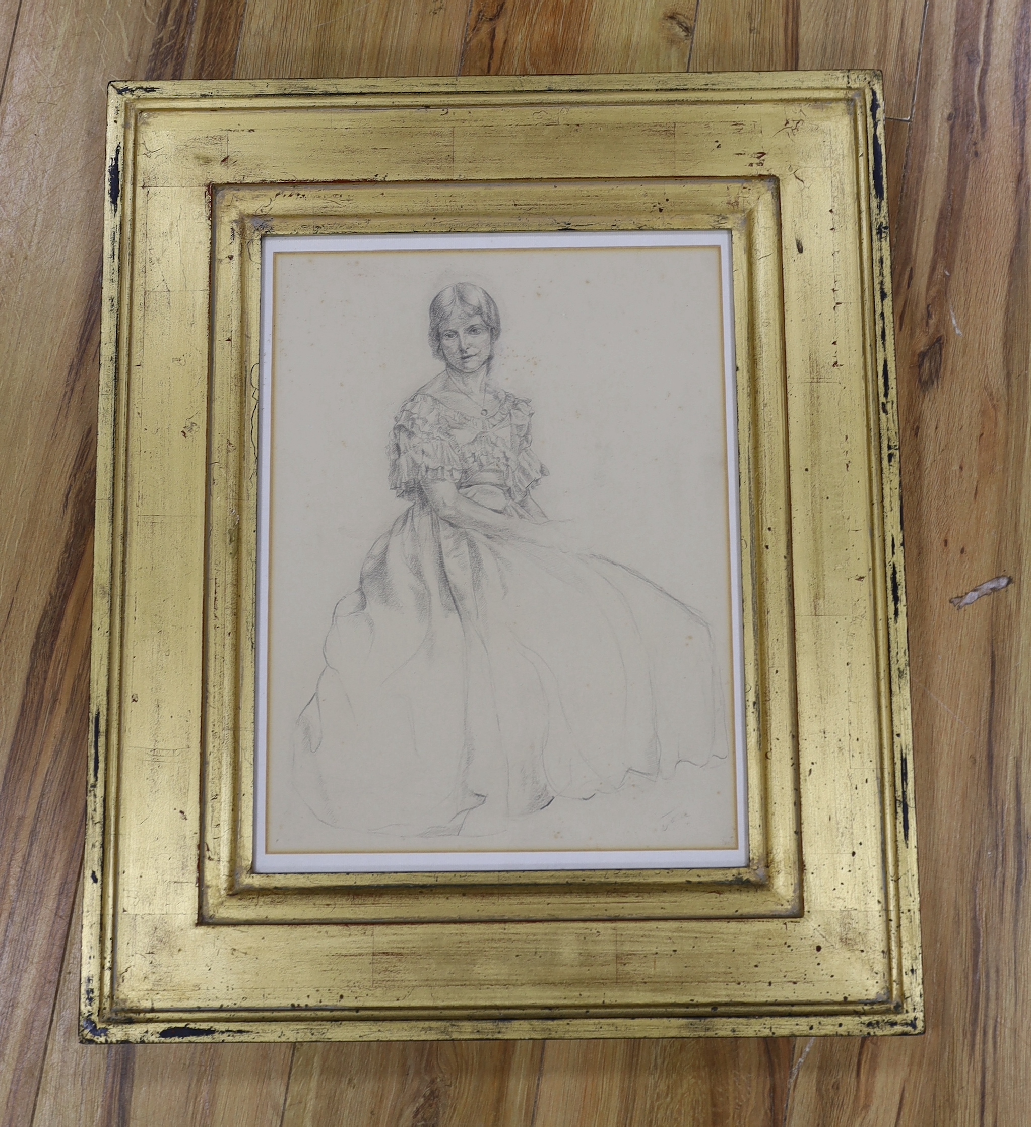 Attributed to Augustus John O.M R.A, (1878-1961), pencil drawing, Portrait of a seated lady, signed, 40 x 30.5cm